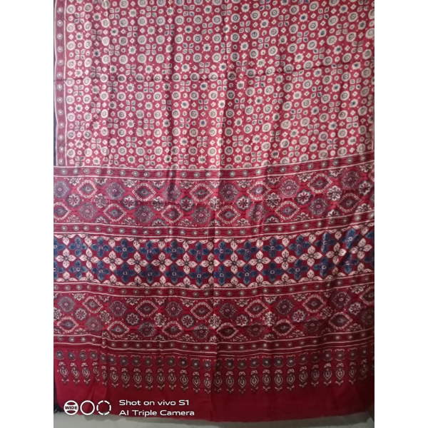 Ajrakh Block print Saree 